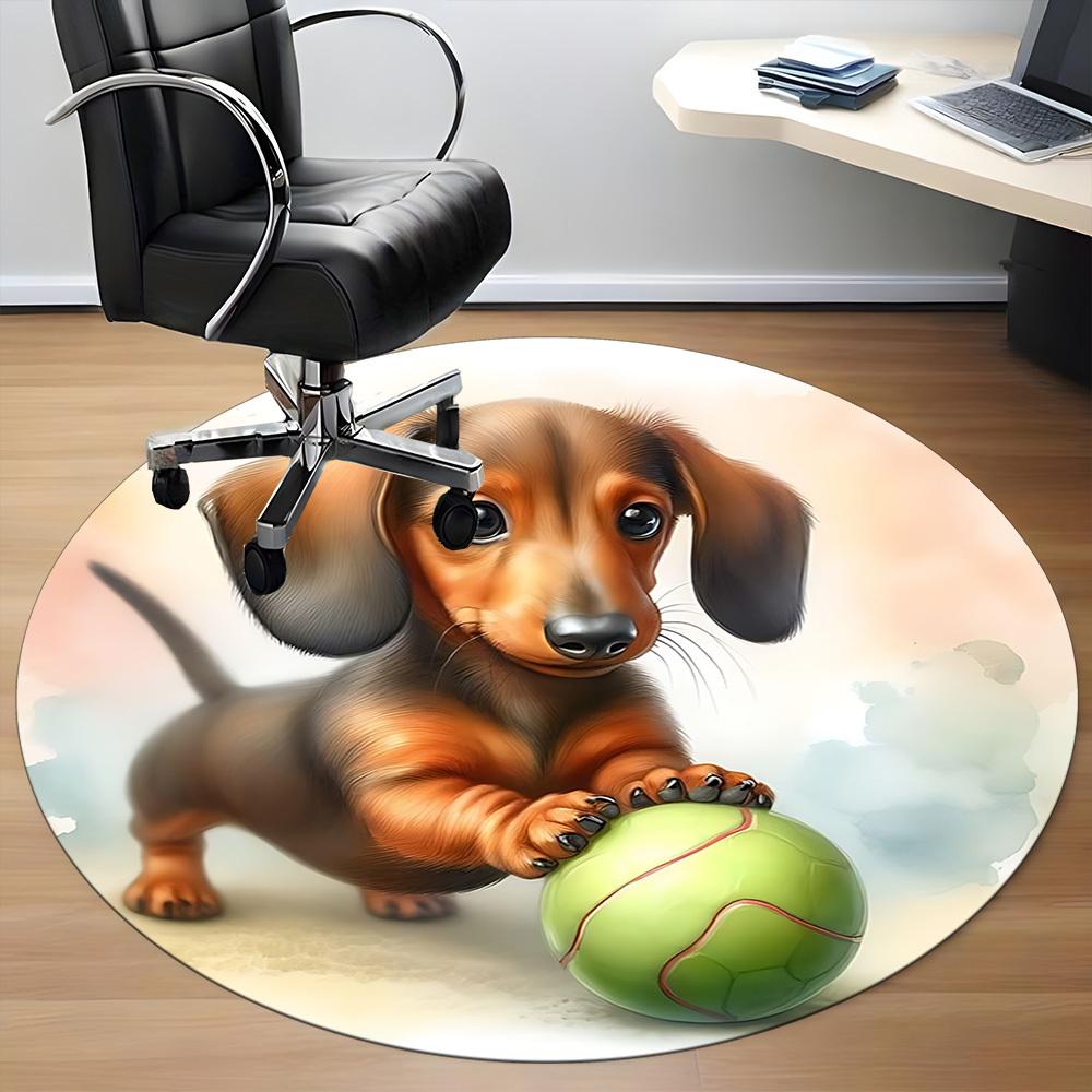 1pc Dachshund Pattern Office Round Rug, Non-slip, Soft and Durable Office Rug for Interior Decoration, Perfect for Office,Decoration yy260204032