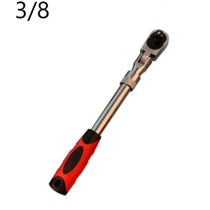 72-Tooth Extendable Flex-Head Ratchet Wrench 1/4 3/8 & 1/2-Inch Drives Carbon Steel Auto Mechanics/Confined Spaces
