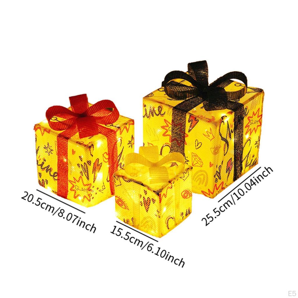 3 Pieces Christmas Light Up Boxes ,Light Present ,Christmas Scene Layout Decoration for