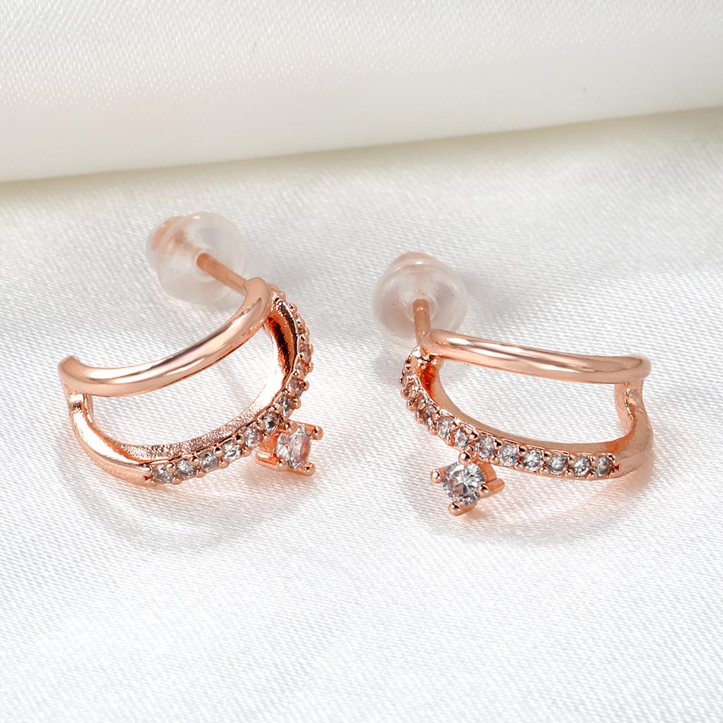 Delicate Shining Crystal Zircon Titanium Steel Hoop Earrings Piercing Ear Clips Minimalist Fashion Jewelry For Women Party Gifts