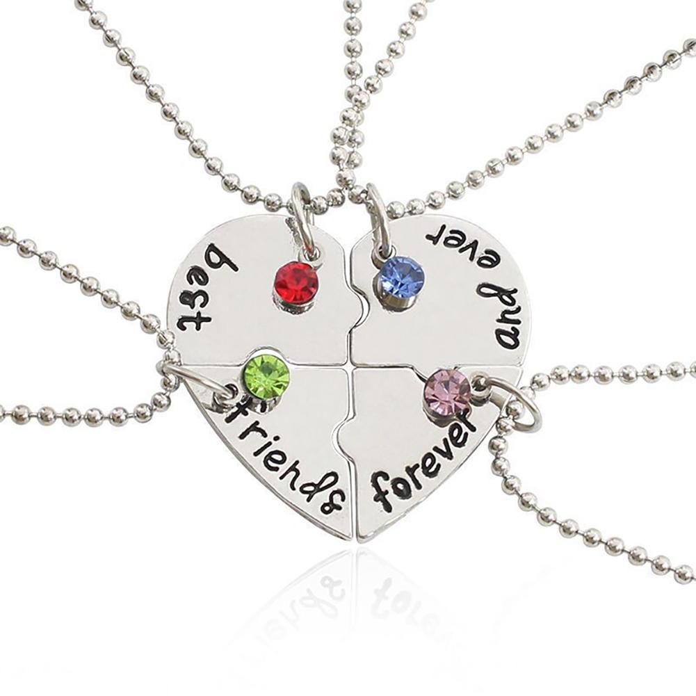 Best Friend and Ever Necklace Girls Heart-shaped Puzzle Stitching Pendant Necklace For Women