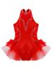 Kids Girls Ballet Jazz Dance Performance Ballerina Costume Sleeveless Fancy Skating Leotard Tulle Skirted Gymnastics Unitard