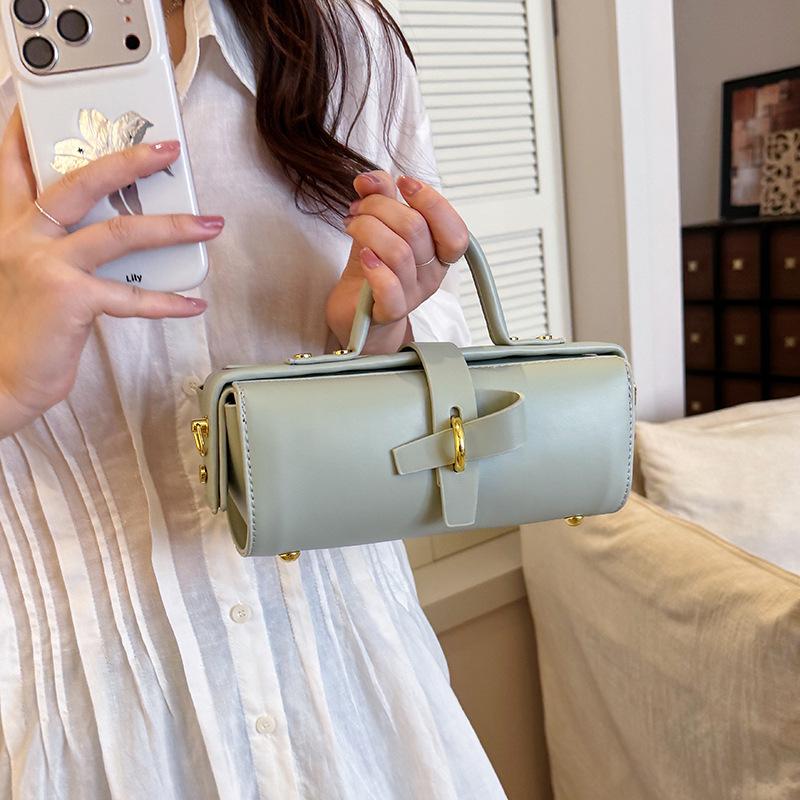 Pen Case, Cylindrical Bag, Light Luxury Pillow Bag, High-end Clip Bag, French Single Shoulder Commuting Crossbody Bag, Women's Bag