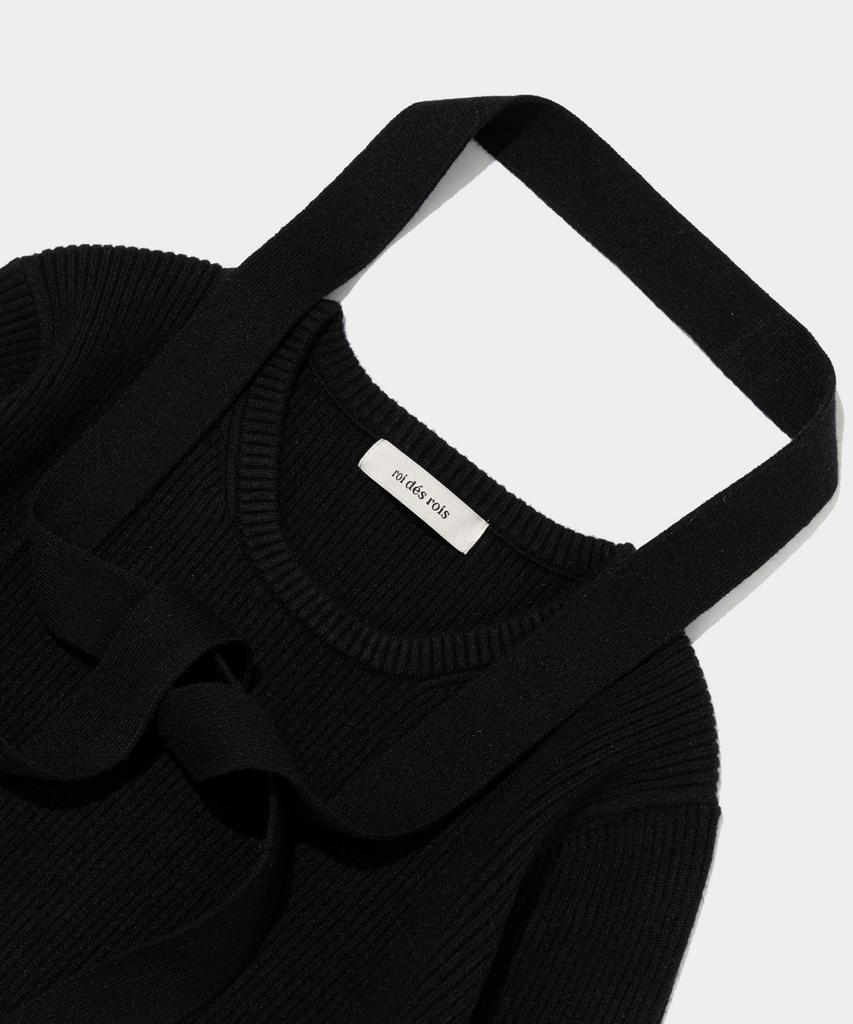 ROIDESROIS Scarf Set Round Neck Ribbed Knit (Black)