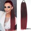 24 Inch Yaki Straight Synthetic Ponytail Hairpiece with Wrap Around Puff  Elastic Band  Natural Look Hair Extension for Women
