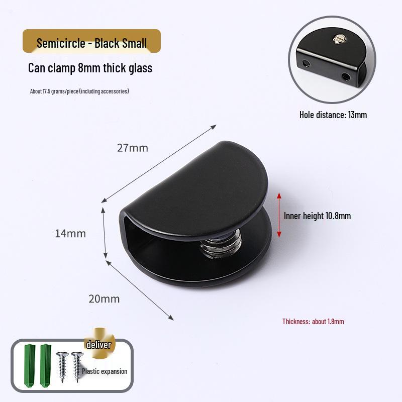 Полукруглый квадратный зажим для стекла из нержавеющей стали, кронштейн для полки