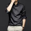 Men's Business Long Sleeve Shirt Smooth Breathable Casual Shirt Large Size Shirt