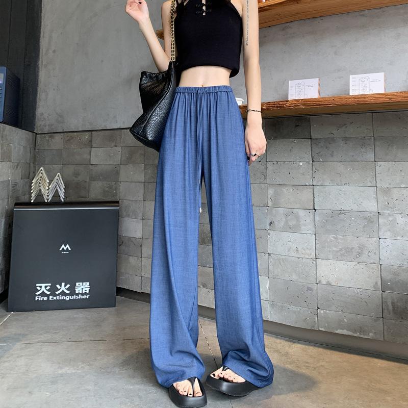Новые брюки с высокой посадкой, драпировкой, свободные, в стиле ретро, летние, тонкие, прямые