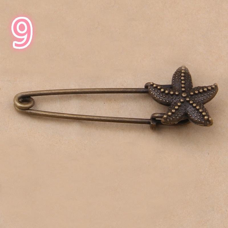 2pcs Alloy Antique Brass Vintage Flower Brooch Safety Pins For Garment Accessories Scarf Clip Pins