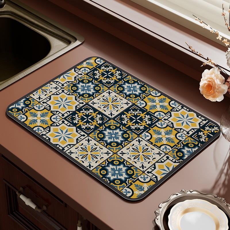 Kitchen Counter Drying Mat Sink Dish Cup Draining Pad Bar Heat Insulation Tea Table Absorbent Non-washable