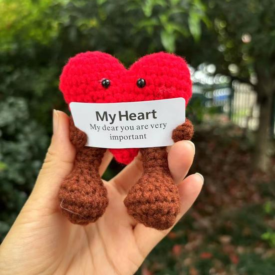 Позитивная вязаная кукла с вдохновляющей карточкой, эмоциональная поддержка, вязаная игрушка ручной работы с изображением животных и овощей, украшение для детей и взрослых
