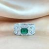 S925 Silver Ring Emerald S925 Sterling Silver Women's Ring High-end Grand Full Diamond Inlaid Classic Elegant Fashion Versatile Ring