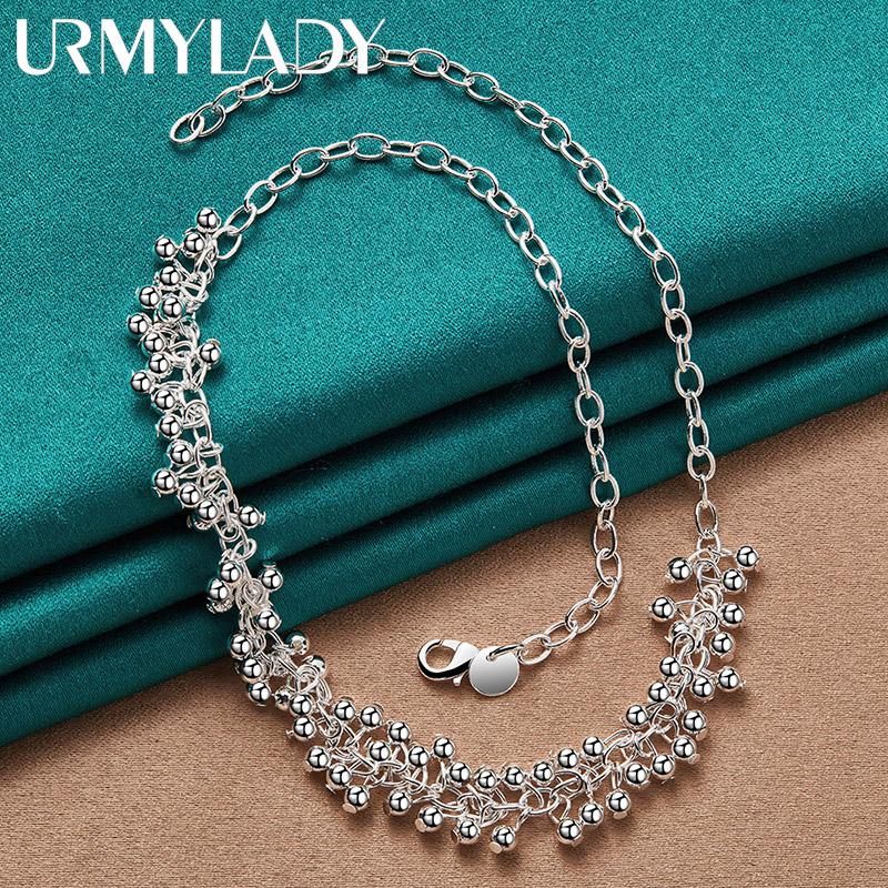 Ожерелье из стерлингового серебра 925 пробы с виноградными бусинами, модные очаровательные ювелирные изделия