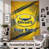 Wall Hanging Tapestry With Custom Name & Text, North Queensland Cowboys Decorative Tapestry For Bedroom