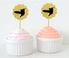 Darling Souvenir| Glitter Scallop Edge Bird Cupcake Toppers| Wedding - Birthday Party Dessert Decorations - Pack Of