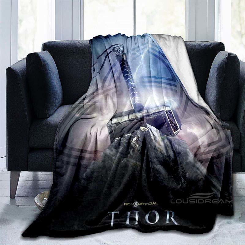 Customizable 2026 new Thor cartoon anime blankets bedroom decorations warm flannel sofa blankets suitable for home bedroom