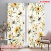 2pcs,2D Plane Printing Curtains Digital Printed Bee Blossom Dance Polyester Fabric (without Rod) Festive for Bedroom Living Room