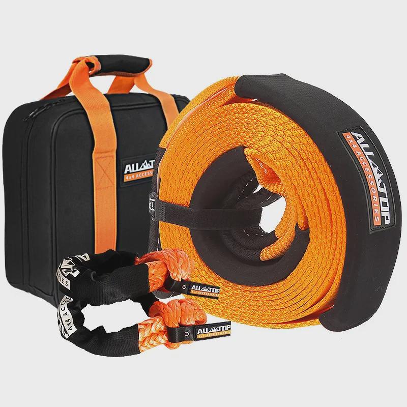 Трос для спасательных работ на бездорожье ALL-TOP, прочный нейлон, износостойкий, с мягкой скобой и U-образным крюком
