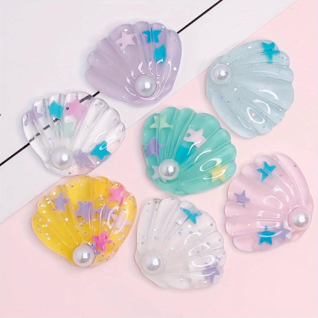 Набор из 7 разноцветных магнитов на холодильник с перламутровыми ракушками - милые декоративные магниты на холодильник и доску с морскими звездами и жемчужными акцентами