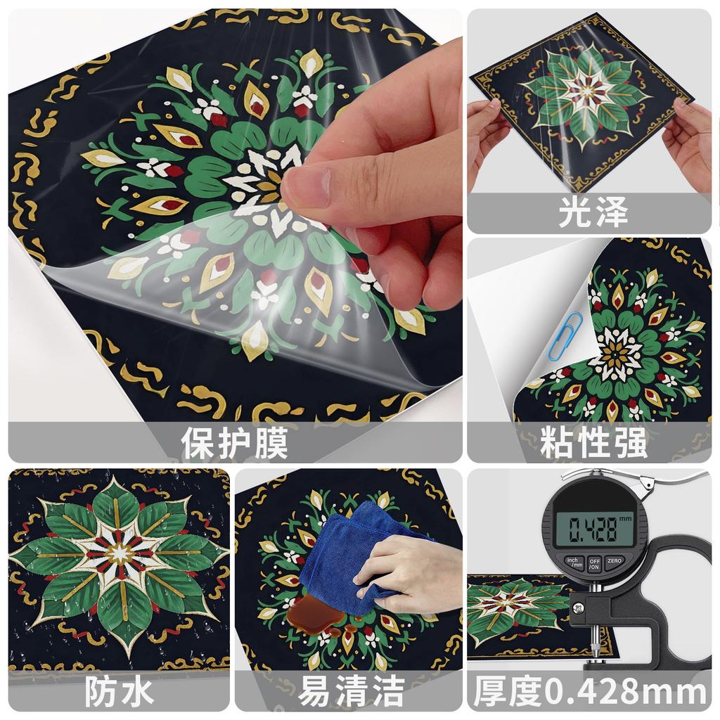 Европейская Хрустальная Мандала 24 Штуки Самоклеящаяся Наклейка на Стену, Водонепроницаемая Наклейка на Плитку для Кухни Спальни ПВХ Обои