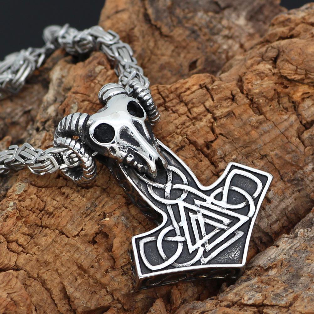 Северный викинг Огромный молот Тора Мьёльнир Норвежский козел Кнут Один символ кулон ожерелье