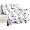 Puffin watercolor Throw Blanket Flannel Fabric Travel Multi-Purpose Vintage christmas decoration Plush Blankets