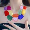 Irregular Acrylic Beaded Double-layer Necklace Exaggerated Fashion Jewelry Beaded Necklace Dopamine Color Clavicle Chain Gift