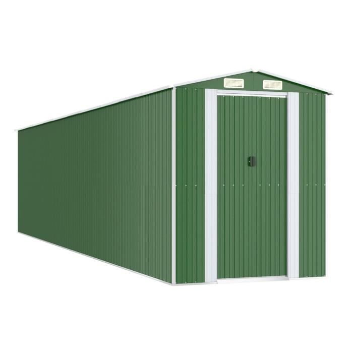 3147435 vidaXL Garden Shed Green 192x855x223 Cm Galvanized Steel