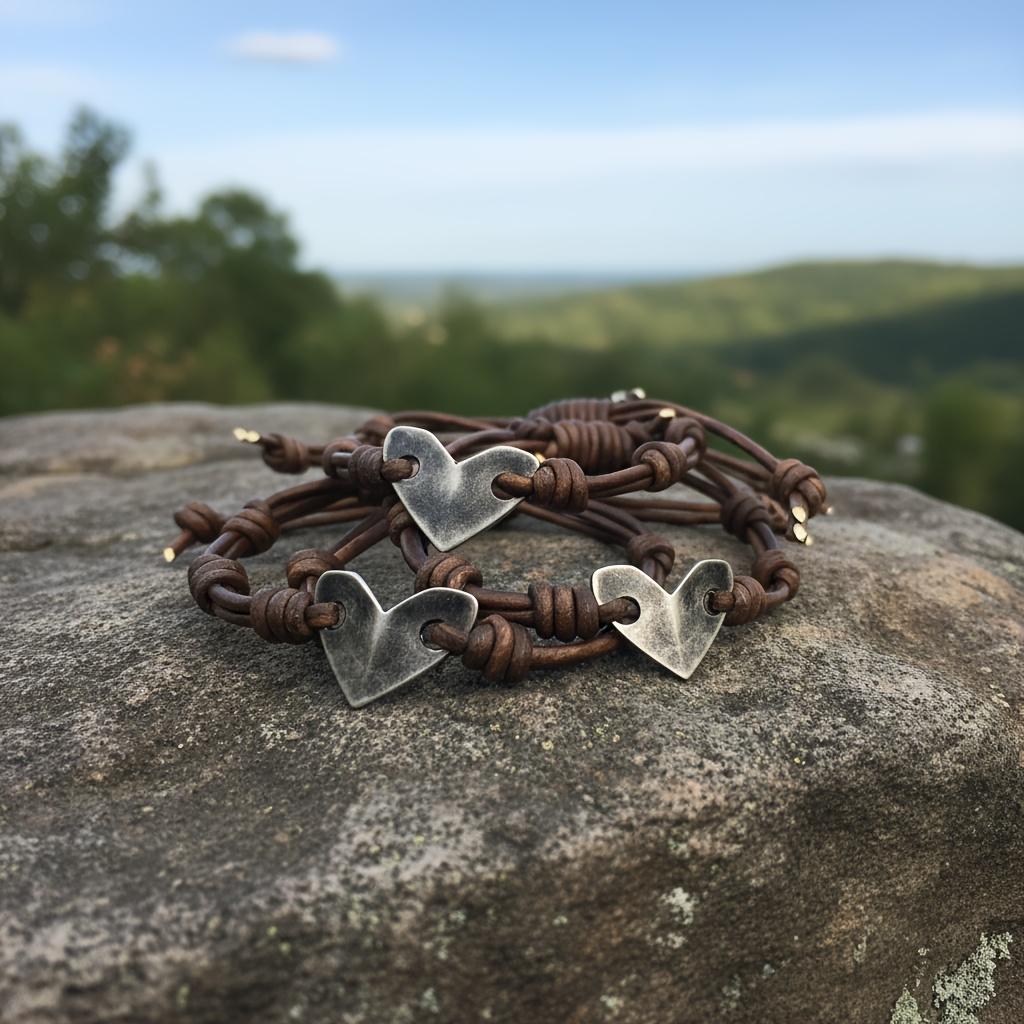 1pc a Vintage Bohemian-Style Round Small Heart Leather Knotted Bracelet Suitable for Both Men And Women, Perfect for Everyday Outdoor Gatherings