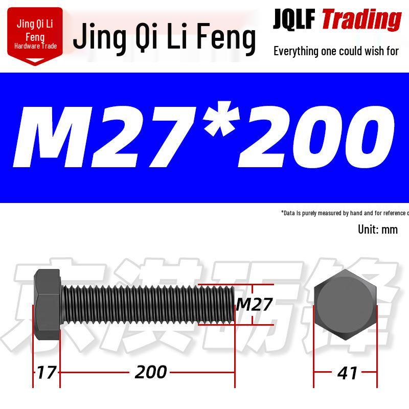12.9 Grade High-Strength Blackened Hex Bolt M22-M48