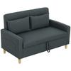 2-Seater Sofa with Storage Space and Cushions, in Linen-Effect Fabric and Wood, 135x72x84 cm, Charcoal Grey