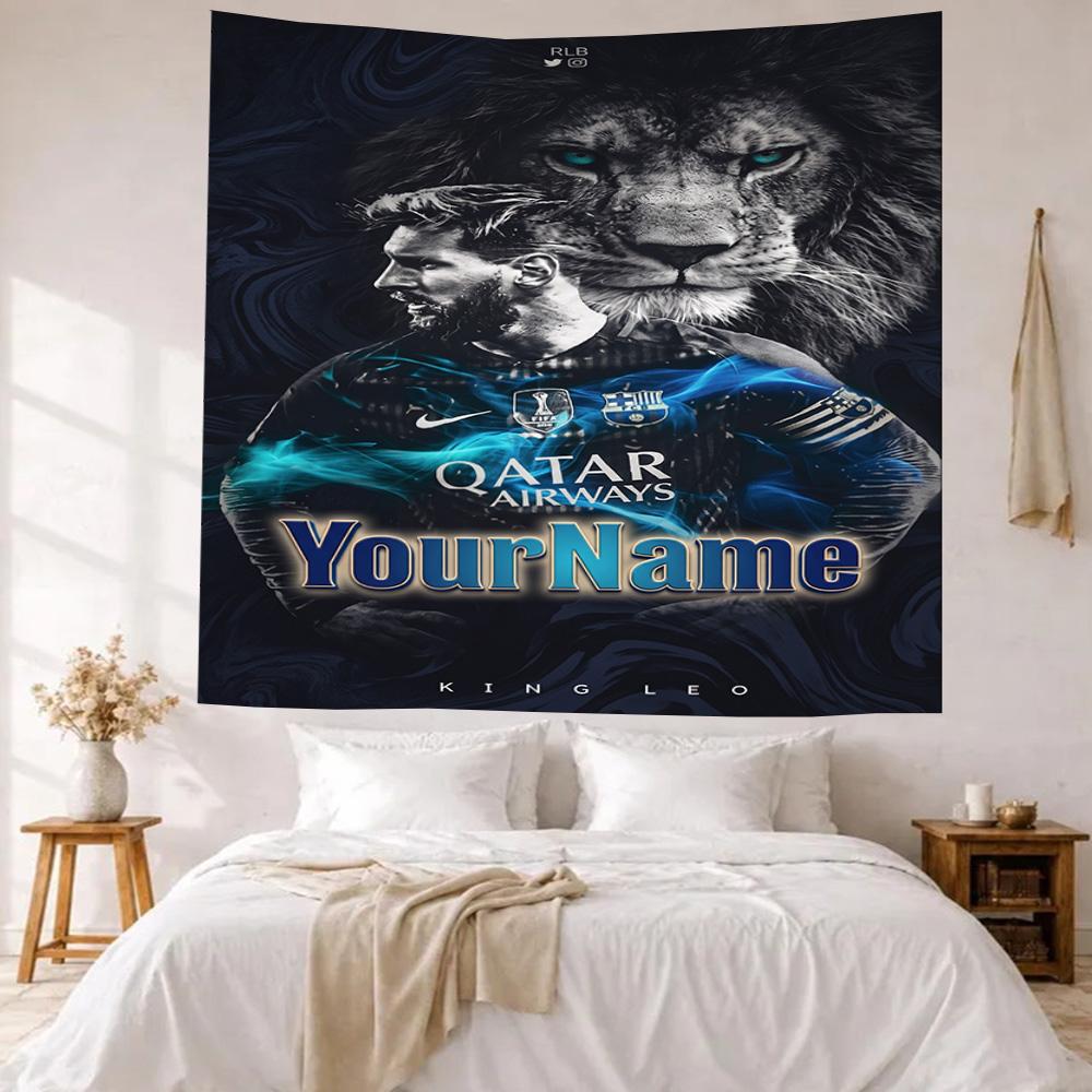 Messi Custom Your Name Wall Decor Tapestry Art For Pet Memorial Birthdaywedding Party Backdrop Family Gift