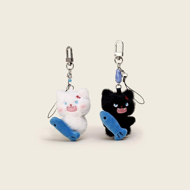 Fish Cat Plush Keychain With Cute Anime Style For Bags And Keys