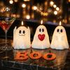 Kid Friendly Halloween Gifts Ghost Flameless Candle, Cute Holding BOO Letter Tealight, Haunted House Party Supplies Battery Operated LED Flickering