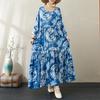 Autumn Thin Cotton Linen Fat MM Long Sleeved Loose Casual Slimming Cake Big Swing A-line Dress for Women Dresses