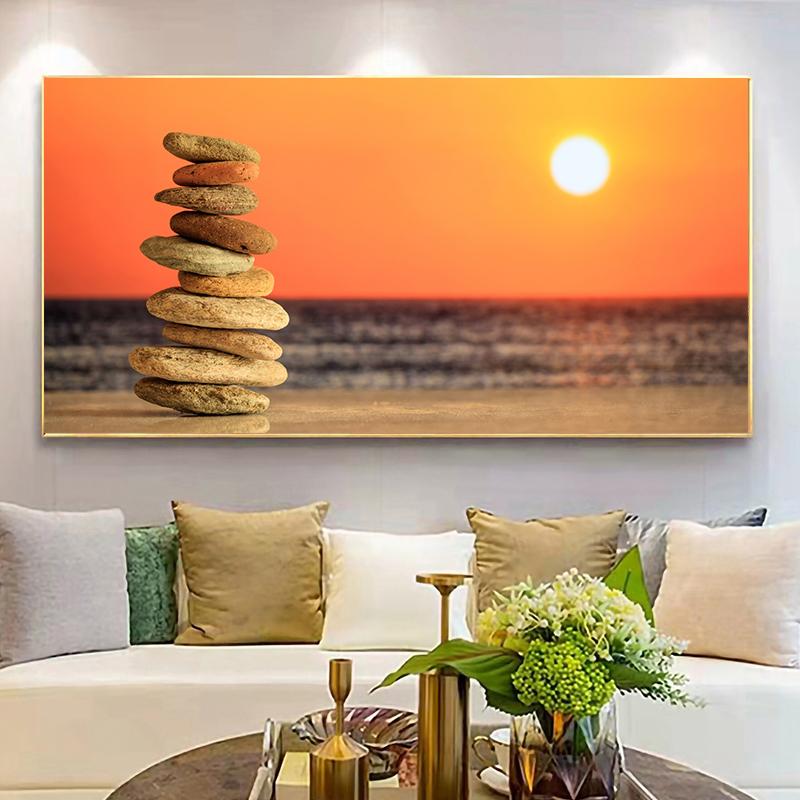 Натуральный пляжный дзен-камень, холст, картина, морской пейзаж, дзен-баланс, фэн-шуй, постеры и принты для декора гостиной Quadro