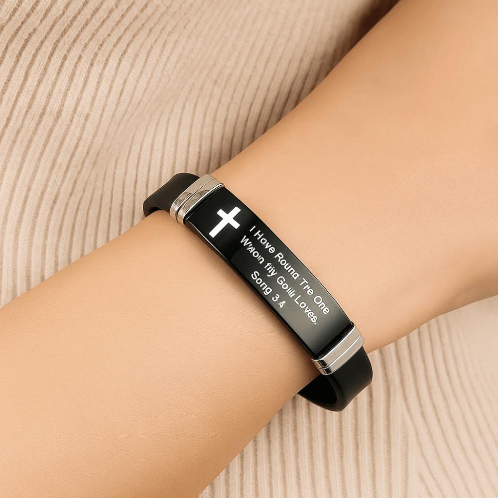 ID Wristband Family Friendship Bracelet Cross Design Christian Bracelet  Christian Gifts