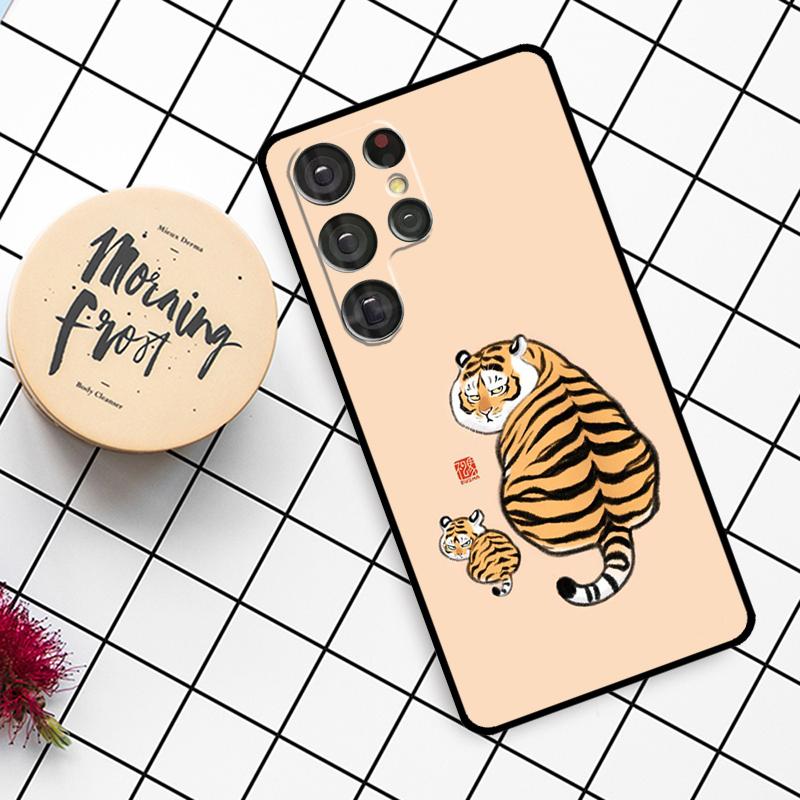 Мультяшный Толстый Тигр Чехол Для Samsung Galaxy S25 Ultra S23 S22 S21 S20 S24 Ultra S9 S10 Plus S24 FE Чехол Для Телефона