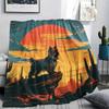 Sunset small animals Print Flannel Blanket,High quality Comfortable for All Seasons,Home Decor,Warmth and Comfort,Perfect for Christmas Gifts