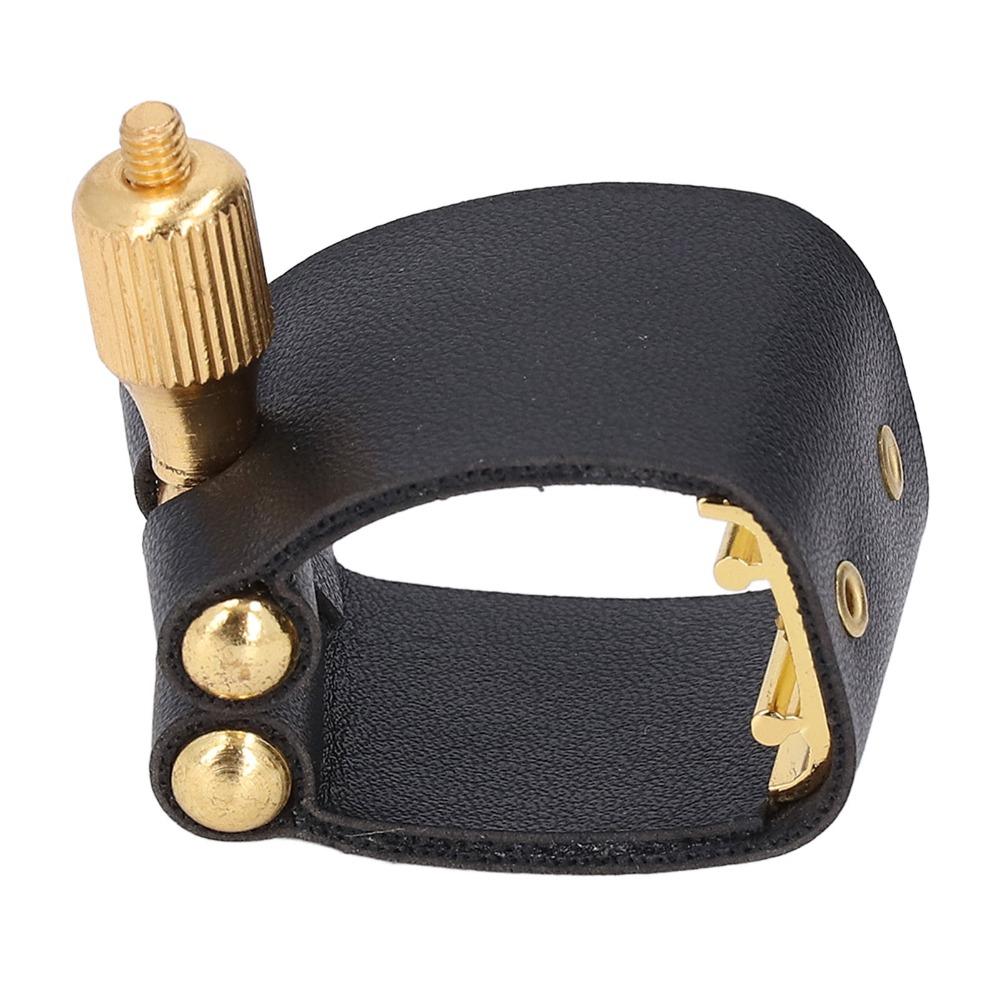 Leather And Metal Sax Mouthpiece Ligature Black Color Alto Sax Ligature For Alto Saxophone