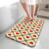 Retro Vintage Tile-Inspired Pattern Non-Slip Silicone Backing Rug, Playful Romantic Accent Room or Cozy Bathroom