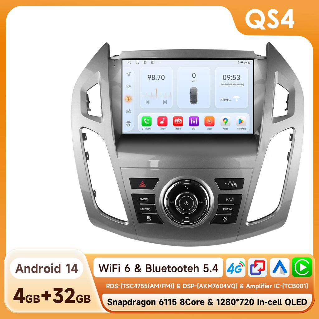 Car Multimedia Player for Ford Transit Tourneo Connect 2013-2018 Stereo Autoradio Carplay Android Auto DSP 6115 Intelligent GPS