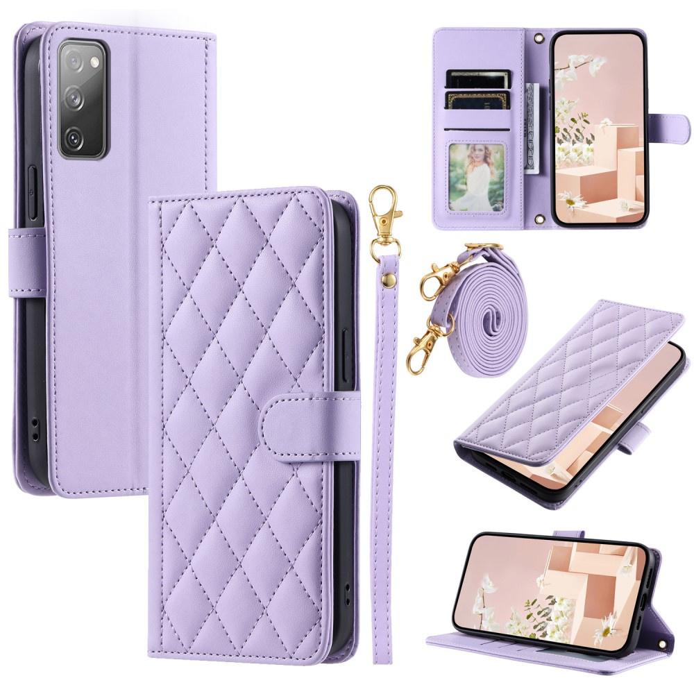Samsung Galaxy S20 FE Flip Case, Rhombus Crossbody Leather, Purple