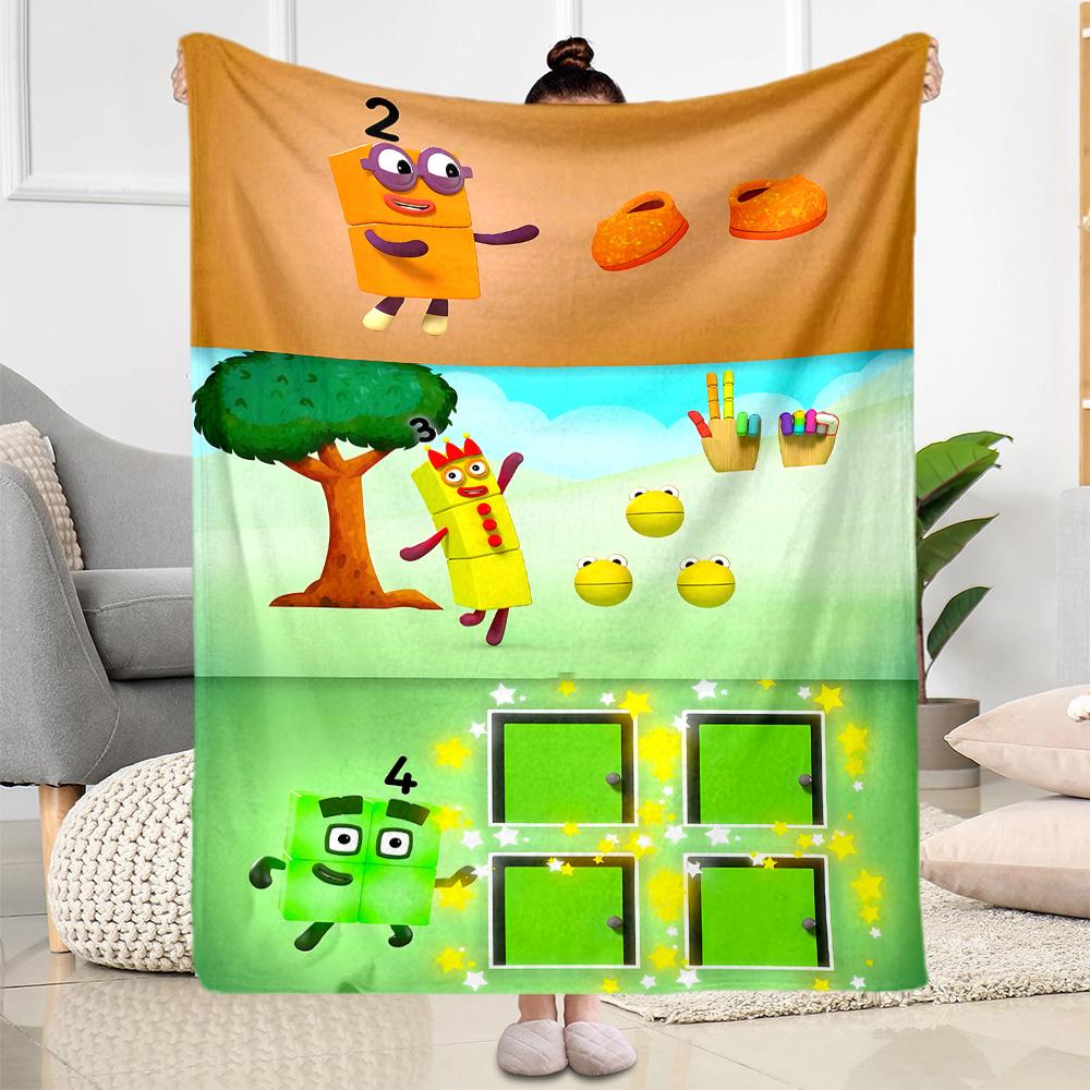 Number Blocks Adventure Flannel Blanket-Soft and Suitable for Sofas,Beds,Offices,Travel,All Seasons,Great Gift for Holidays and Birthdays.