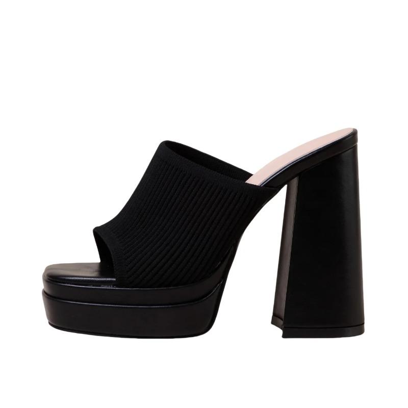 Мода Летняя Мода Водонепроницаемая Платформа Открытый Носок Вязаные Удобные Сексуальные Женские Шлепанцы на Высоком Каблуке Вечерние Свадебные Туфли