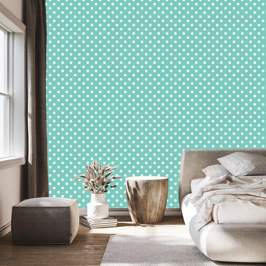 Mint and sea dots wallpaper, mint background for living room and bedroom 50x1000