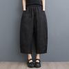 Black Plus Size Vintage High Waist Casual Loose Summer Wide Leg Pants Women Trousers