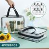4/6Pcs PVC Makeup Storage Bags Portable Large Capacity Waterproof Clear Organizer Bag with Zipper for Travel Washing Household