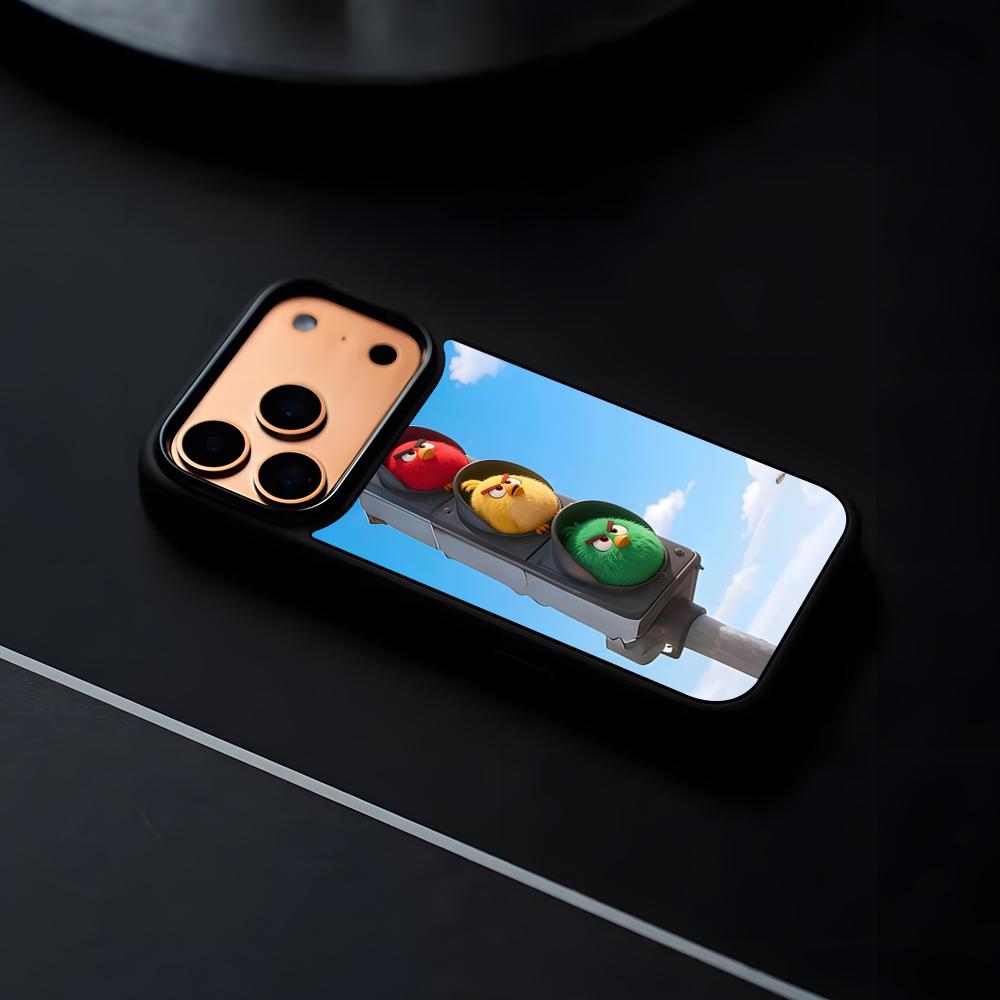 GAME A-Angry Bird Phone Case For IPhone 17 16 15 14 13 12 Pro Max Plus Black Frame Hard Shell