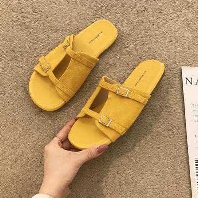 Модные винтажные шлепанцы на плоской подошве, летние женские шлепанцы с круглым носком и открытым носком, с металлической пряжкой, для отпуска, новые сандалии на мягкой подошве для пляжа